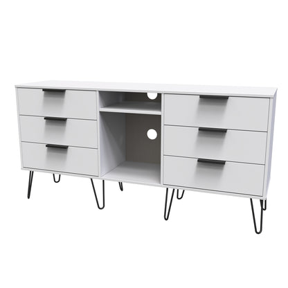Hong Kong C Large Sideboard White 2 Shelves 6 Drawers 152cm