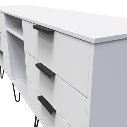 Hong Kong C Large Sideboard White 2 Shelves 6 Drawers 152cm