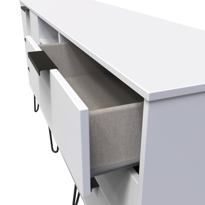 Hong Kong C Large Sideboard White 2 Shelves 6 Drawers 152cm