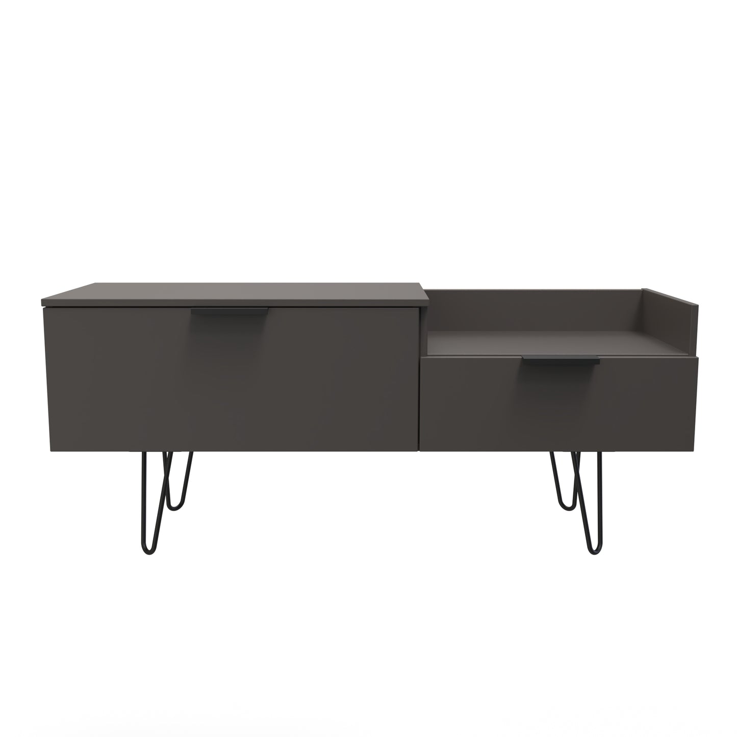 Hong Kong C TV Unit Black 1 Shelf 2 Drawers 128cm