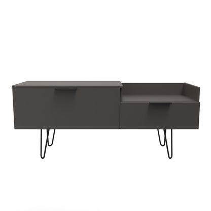 Hong Kong C TV Unit Black 1 Shelf 2 Drawers 128cm