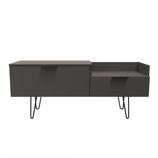 Hong Kong C TV Unit Black 1 Shelf 2 Drawers 128cm