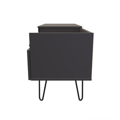 Hong Kong C TV Unit Black 1 Shelf 2 Drawers 128cm