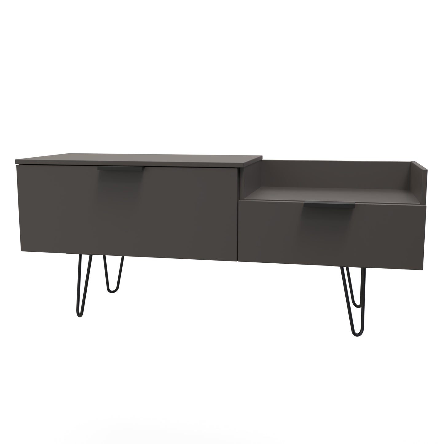 Hong Kong C TV Unit Black 1 Shelf 2 Drawers 128cm