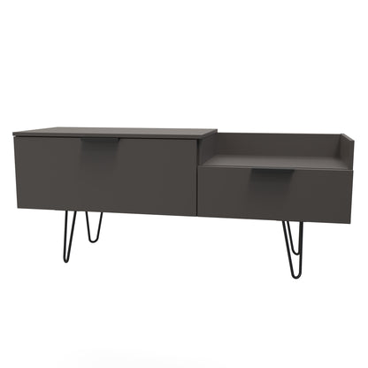 Hong Kong C TV Unit Black 1 Shelf 2 Drawers 128cm