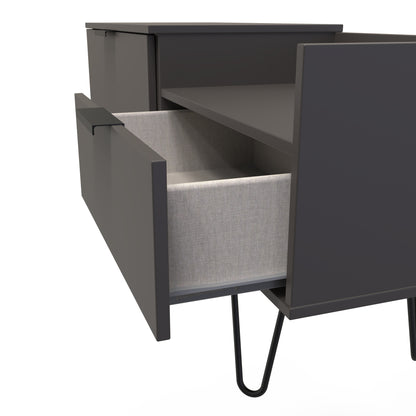 Hong Kong C TV Unit Black 1 Shelf 2 Drawers 128cm