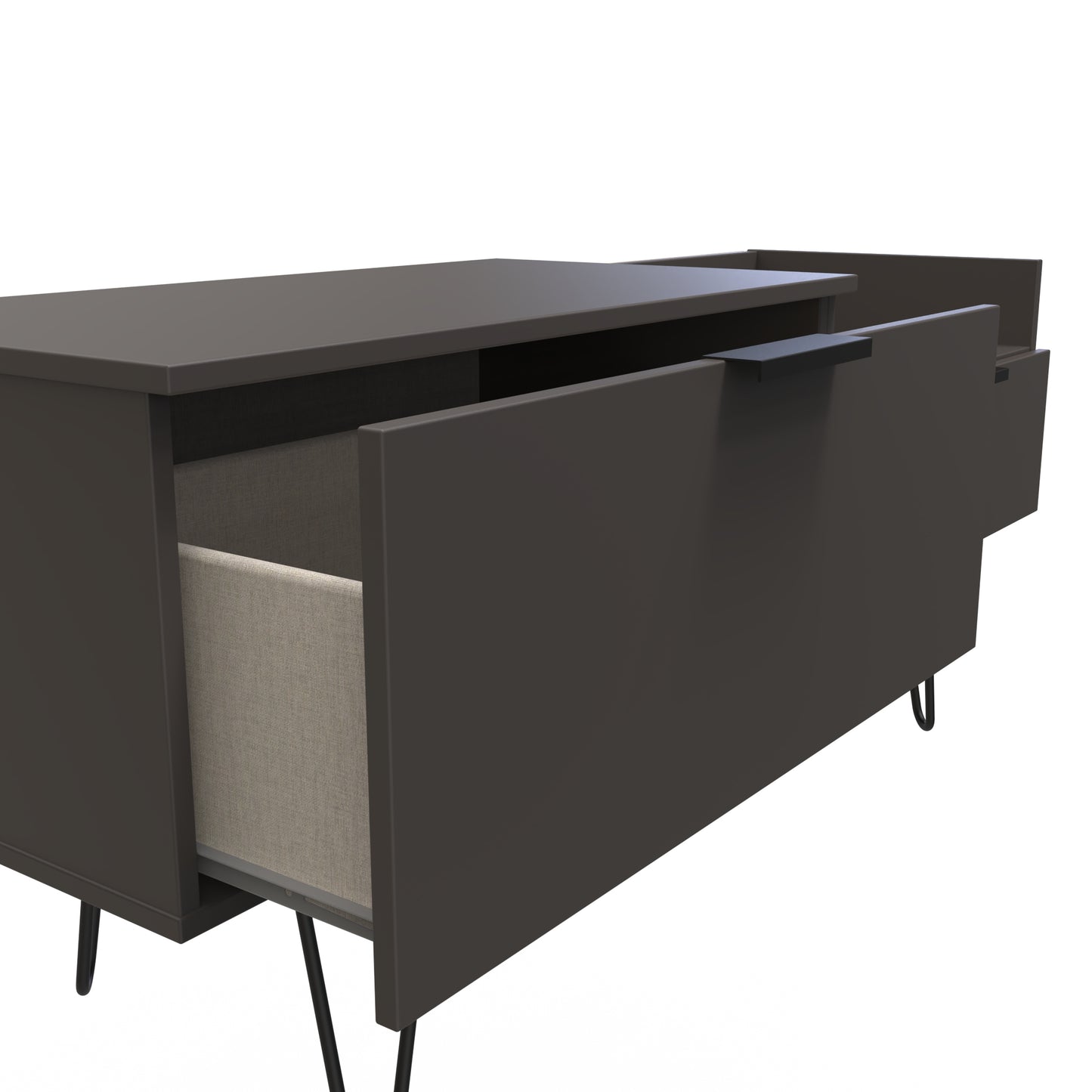 Hong Kong C TV Unit Black 1 Shelf 2 Drawers 128cm