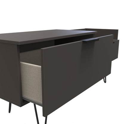 Hong Kong C TV Unit Black 1 Shelf 2 Drawers 128cm