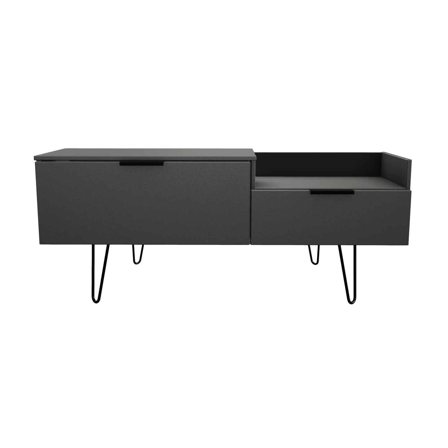 Hong Kong C TV Unit Black 1 Shelf 2 Drawers 128cm
