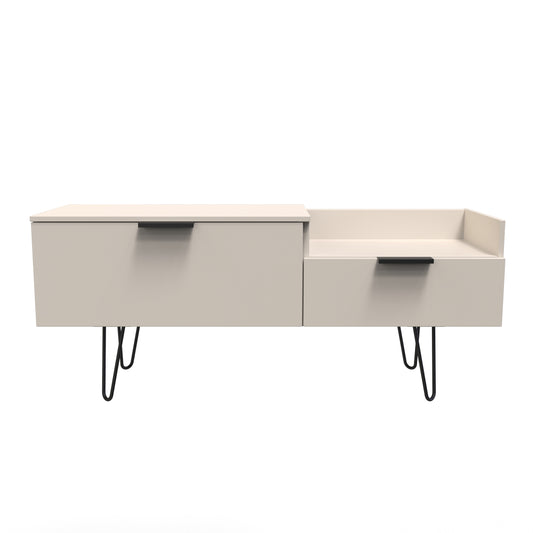 Hong Kong C TV Unit Off-White 1 Shelf 2 Drawers 128cm