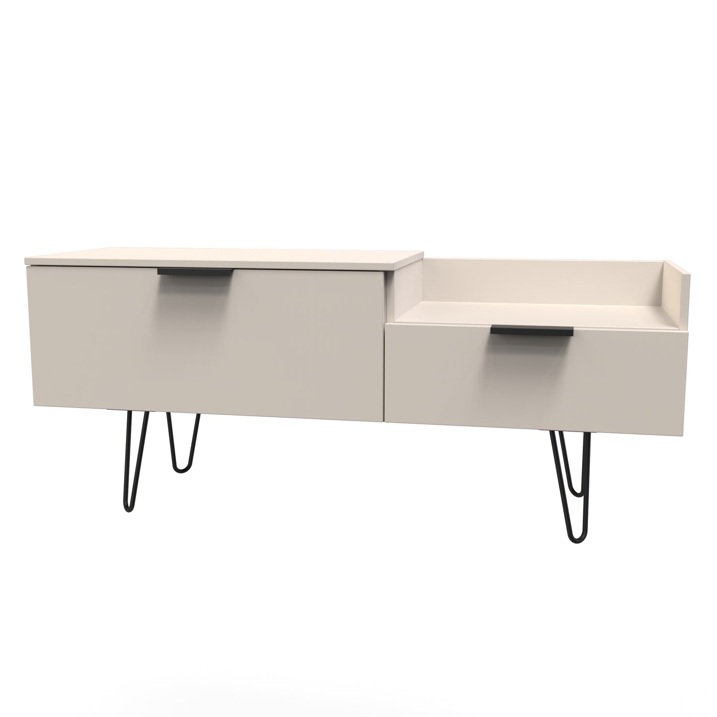 Hong Kong C TV Unit Off-White 1 Shelf 2 Drawers 128cm