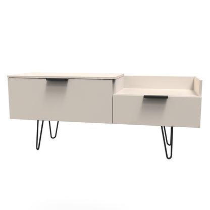 Hong Kong C TV Unit Off-White 1 Shelf 2 Drawers 128cm