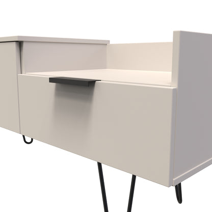 Hong Kong C TV Unit Off-White 1 Shelf 2 Drawers 128cm