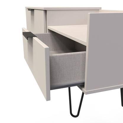 Hong Kong C TV Unit Off-White 1 Shelf 2 Drawers 128cm