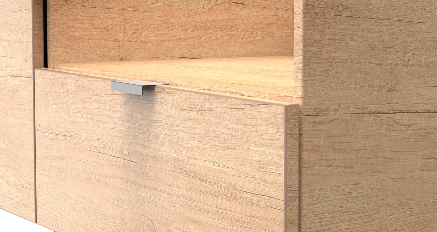 Hong Kong C TV Unit Dark Oak 1 Shelf 2 Drawers 39cm