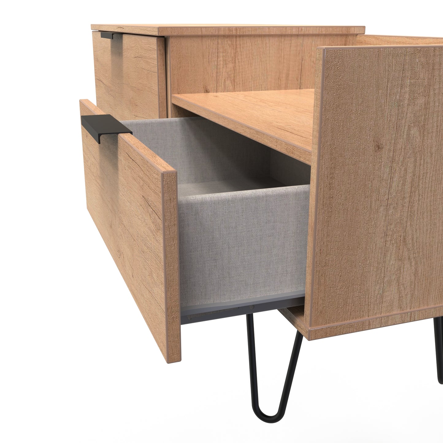 Hong Kong C TV Unit Dark Oak 1 Shelf 2 Drawers 39cm