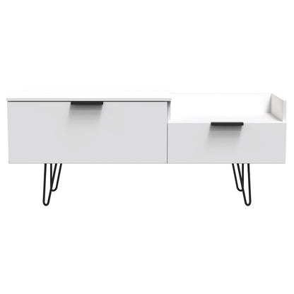 Hong Kong C TV Unit White 1 Shelf 2 Drawers 128cm