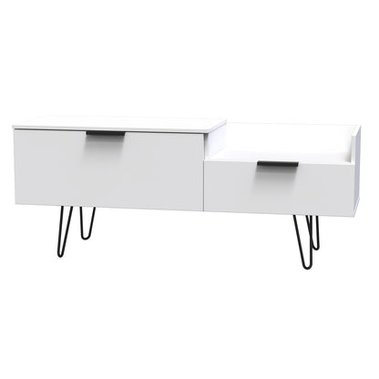 Hong Kong C TV Unit White 1 Shelf 2 Drawers 128cm