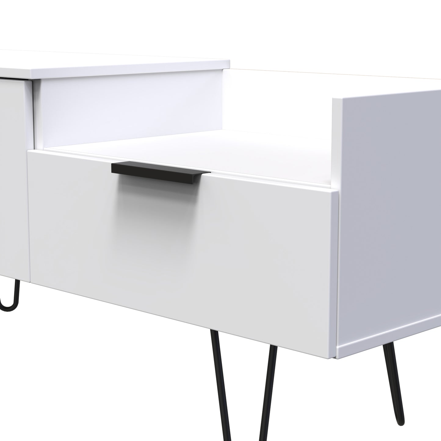 Hong Kong C TV Unit White 1 Shelf 2 Drawers 128cm