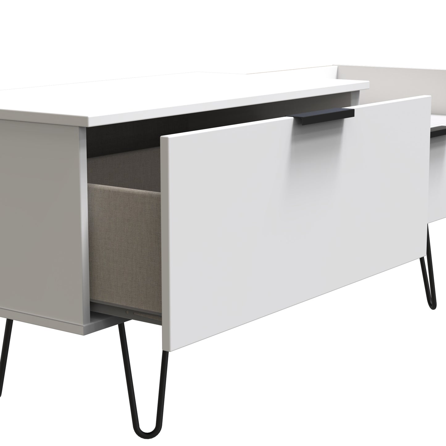 Hong Kong C TV Unit White 1 Shelf 2 Drawers 128cm