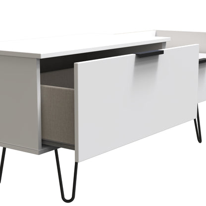 Hong Kong C TV Unit White 1 Shelf 2 Drawers 128cm
