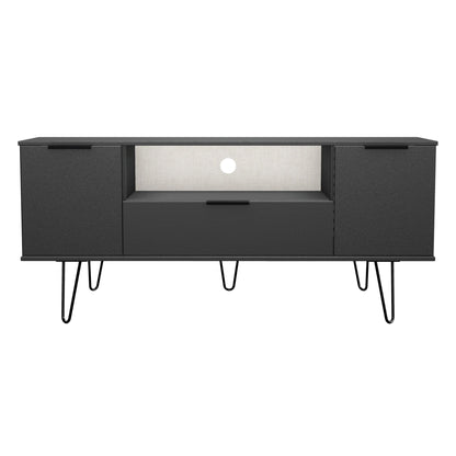 Hong Kong C TV Unit Black 1 Shelf 1 Drawer 2 Doors 144cm