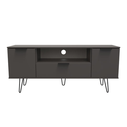 Hong Kong C TV Unit Black 1 Shelf 1 Drawer 2 Doors 144cm