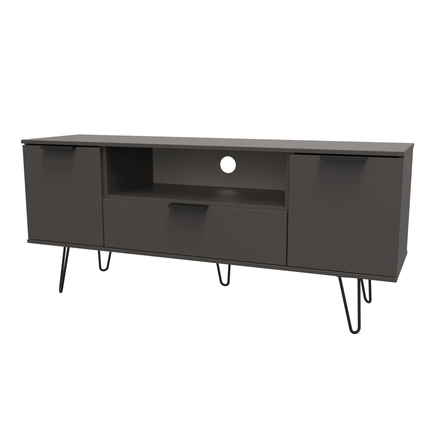 Hong Kong C TV Unit Black 1 Shelf 1 Drawer 2 Doors 144cm