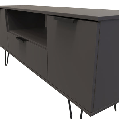 Hong Kong C TV Unit Black 1 Shelf 1 Drawer 2 Doors 144cm