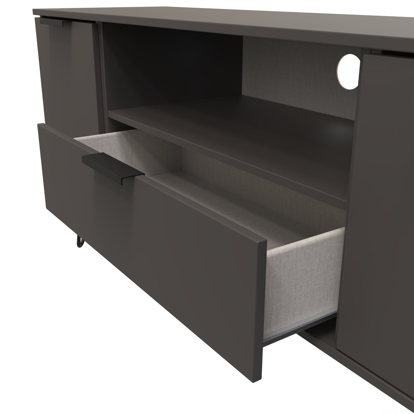 Hong Kong C TV Unit Black 1 Shelf 1 Drawer 2 Doors 144cm