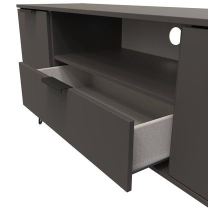Hong Kong C TV Unit Black 1 Shelf 1 Drawer 2 Doors 144cm