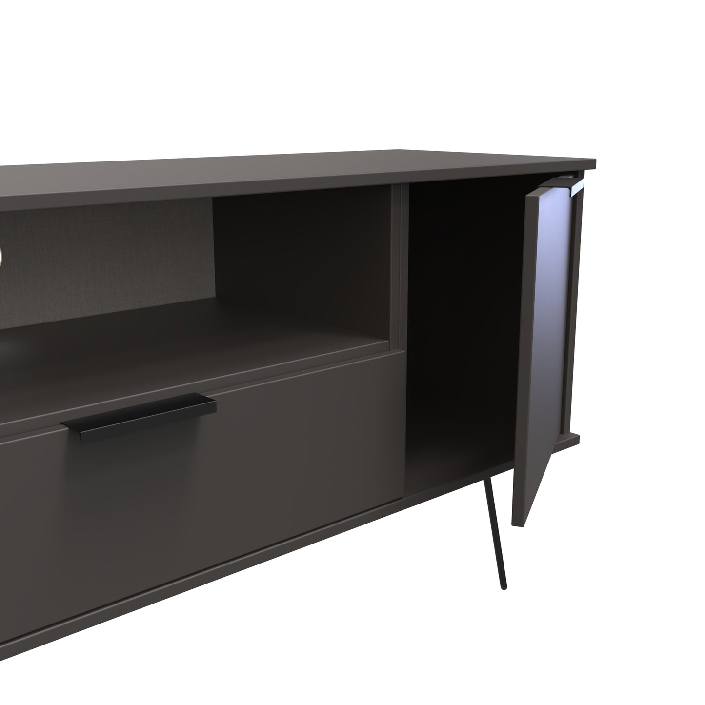 Hong Kong C TV Unit Black 1 Shelf 1 Drawer 2 Doors 144cm