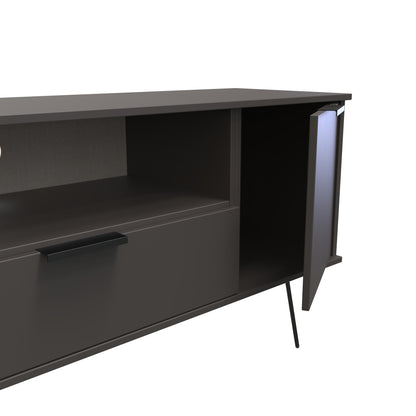 Hong Kong C TV Unit Black 1 Shelf 1 Drawer 2 Doors 144cm
