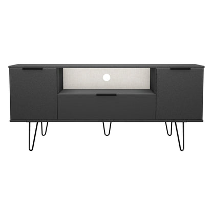 Hong Kong C TV Unit Black 1 Shelf 1 Drawer 2 Doors 144cm