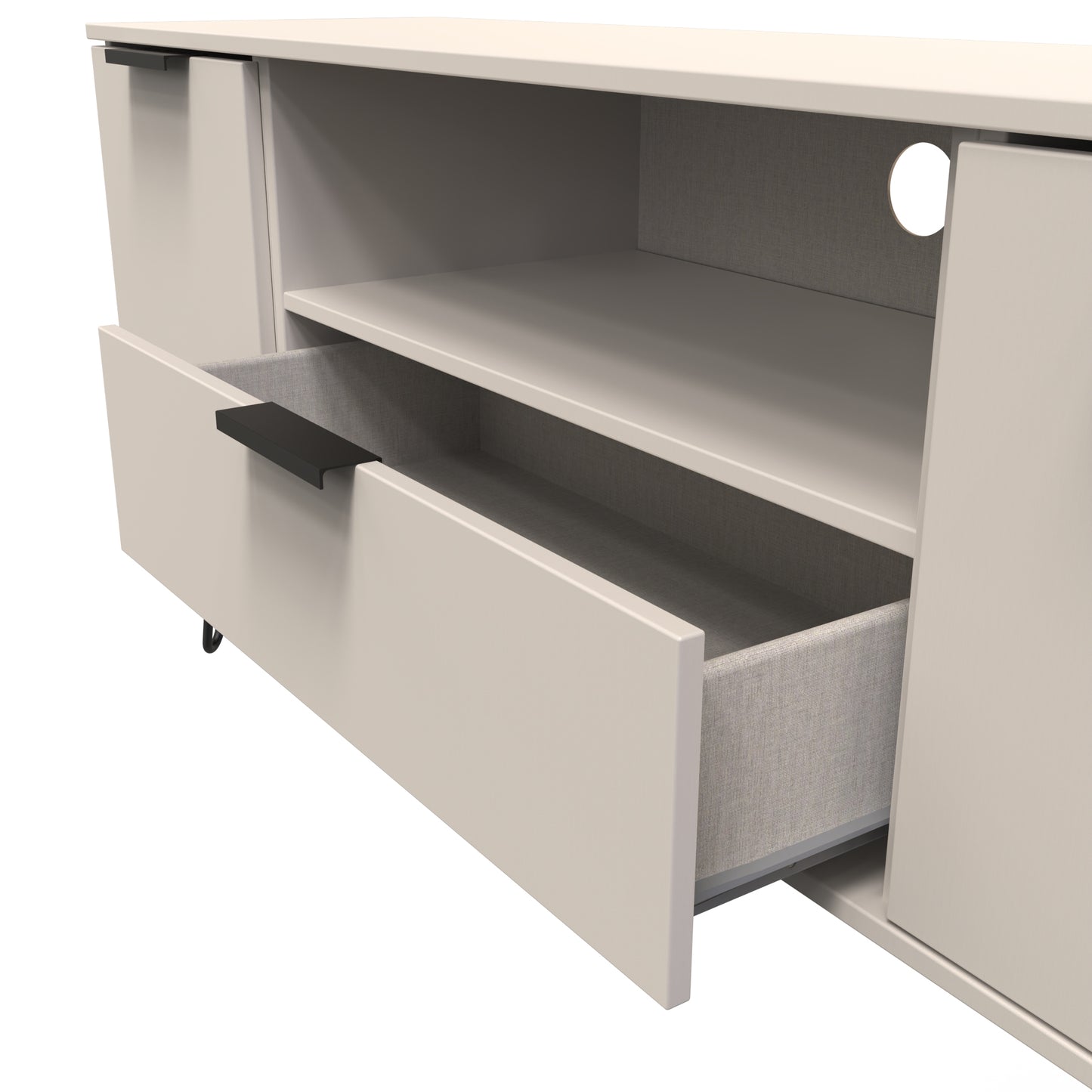 Hong Kong C TV Unit Off-White 1 Shelf 1 Drawer 2 Doors 144cm