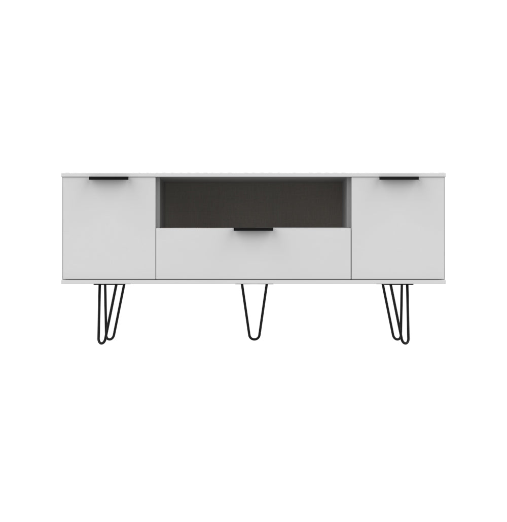 Hong Kong C TV Unit White 1 Shelf 1 Drawer 2 Doors 144cm