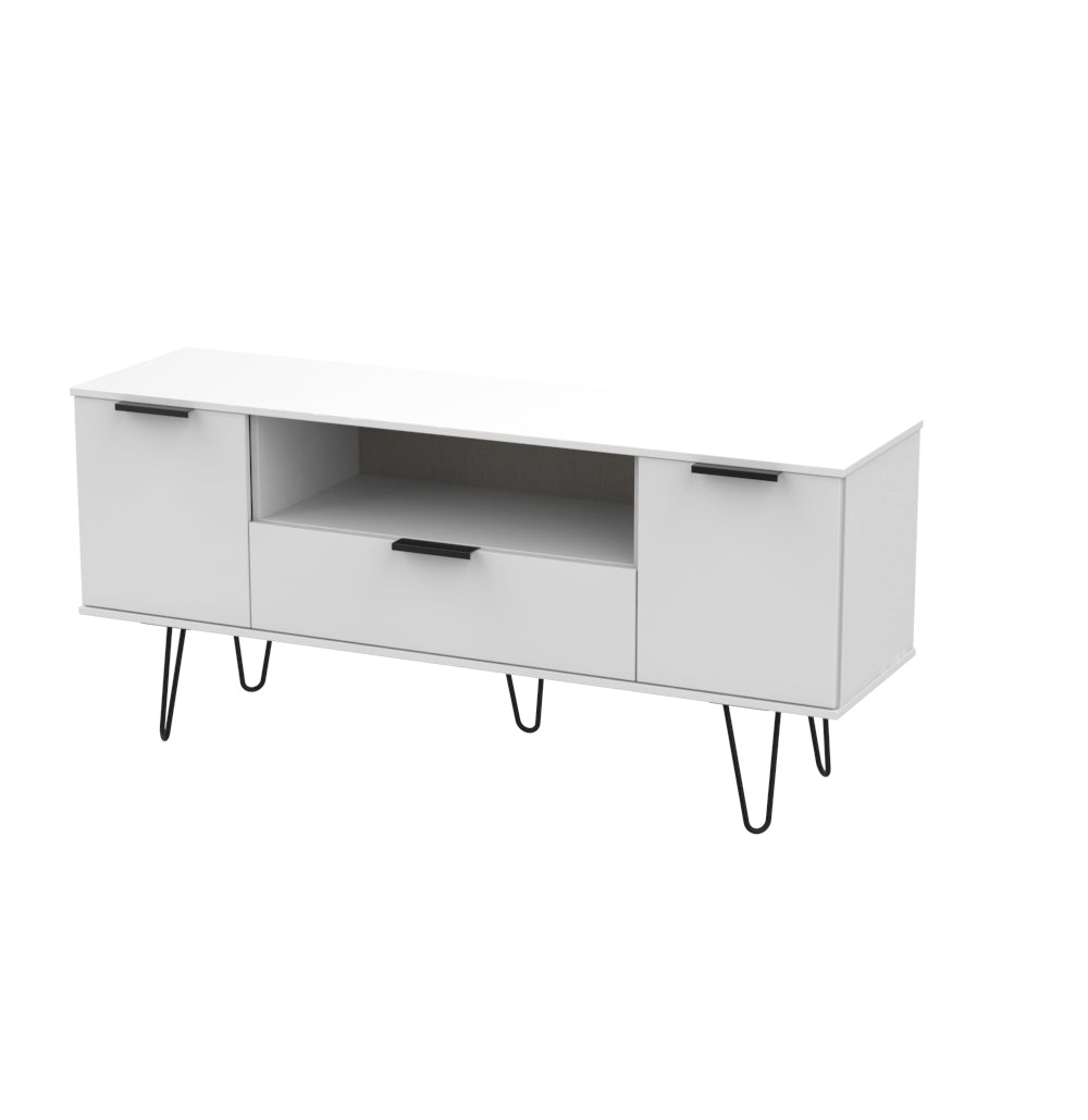 Hong Kong C TV Unit White 1 Shelf 1 Drawer 2 Doors 144cm