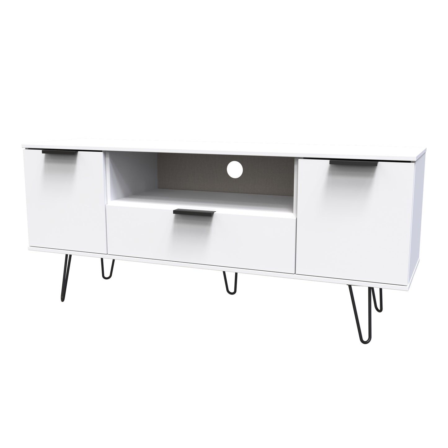 Hong Kong C TV Unit White 1 Shelf 1 Drawer 2 Doors 144cm