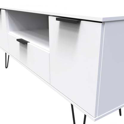 Hong Kong C TV Unit White 1 Shelf 1 Drawer 2 Doors 144cm