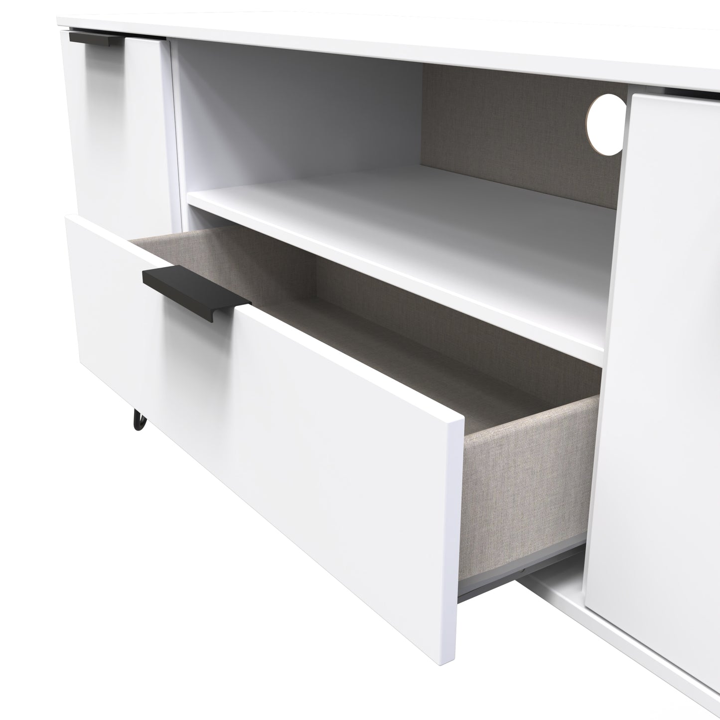 Hong Kong C TV Unit White 1 Shelf 1 Drawer 2 Doors 144cm
