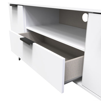 Hong Kong C TV Unit White 1 Shelf 1 Drawer 2 Doors 144cm