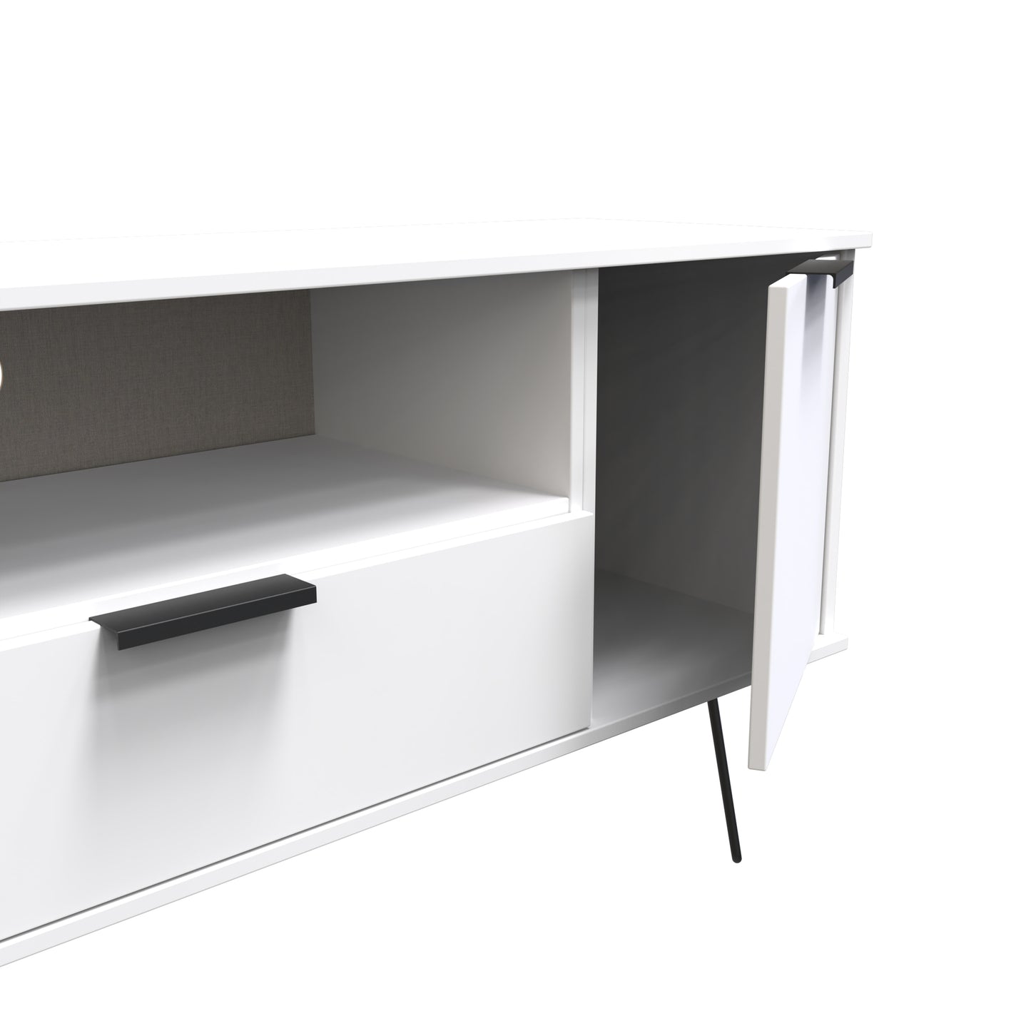 Hong Kong C TV Unit White 1 Shelf 1 Drawer 2 Doors 144cm