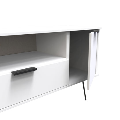 Hong Kong C TV Unit White 1 Shelf 1 Drawer 2 Doors 144cm