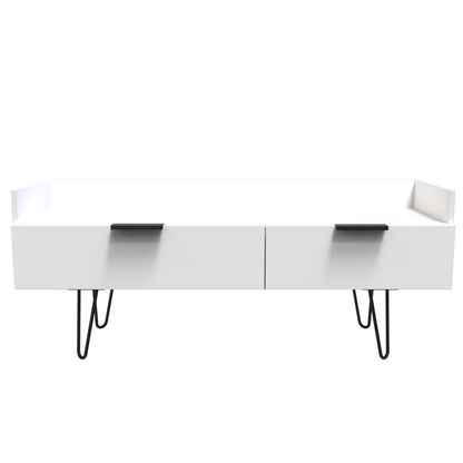 Hong Kong C TV Unit White 2 Drawers 128cm