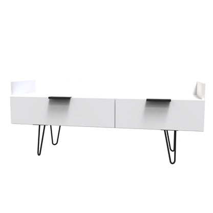 Hong Kong C TV Unit White 2 Drawers 128cm