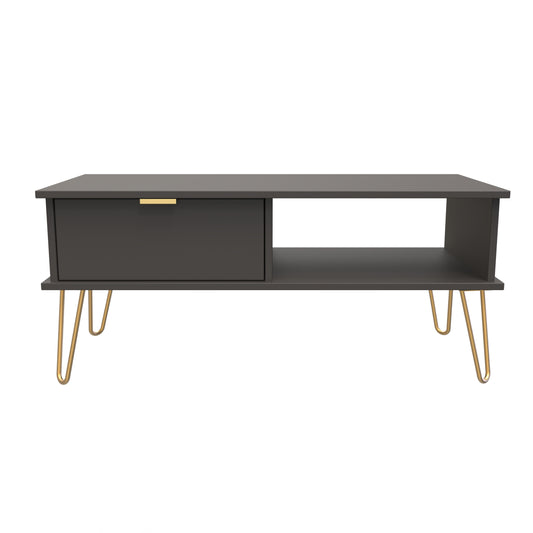 Hong Kong F Coffee Table Black 1 Shelf 1 Drawer 92cm