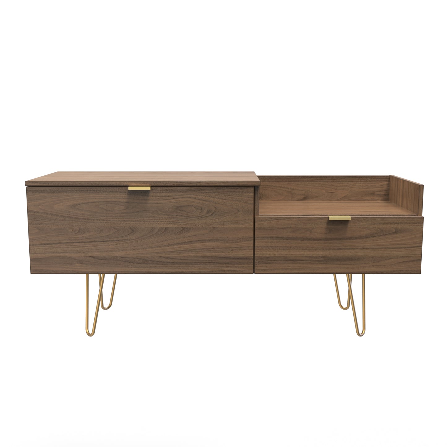 Hong Kong F TV Unit Oak 1 Shelf 2 Drawers 39cm