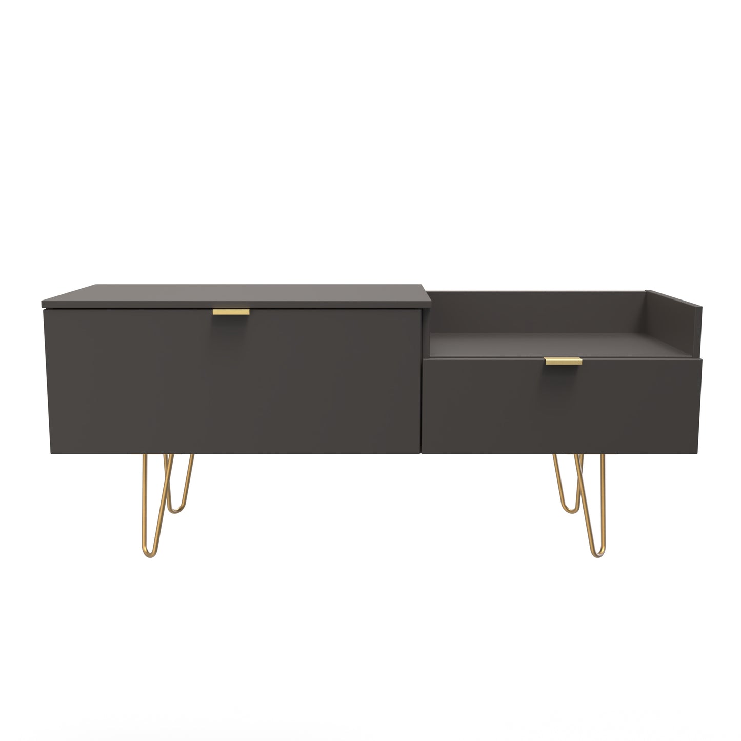 Hong Kong F TV Unit Black 1 Shelf 2 Drawers 128cm