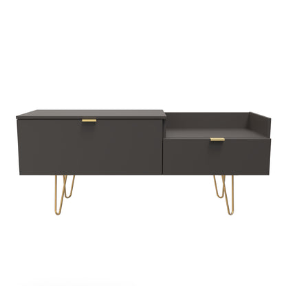 Hong Kong F TV Unit Black 1 Shelf 2 Drawers 128cm