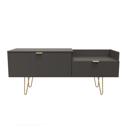 Hong Kong F TV Unit Black 1 Shelf 2 Drawers 128cm